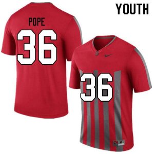 NCAA Ohio State Buckeyes Youth #36 K'Vaughan Pope Throwback Nike Football College Jersey SHQ1445UF